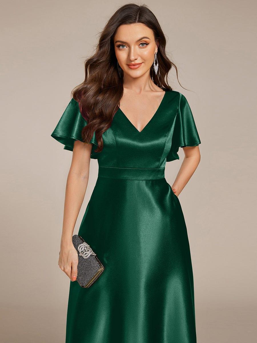 ever SCARLEN|High-Low Satin Wedding Guest Dress with Pockets - Image 44