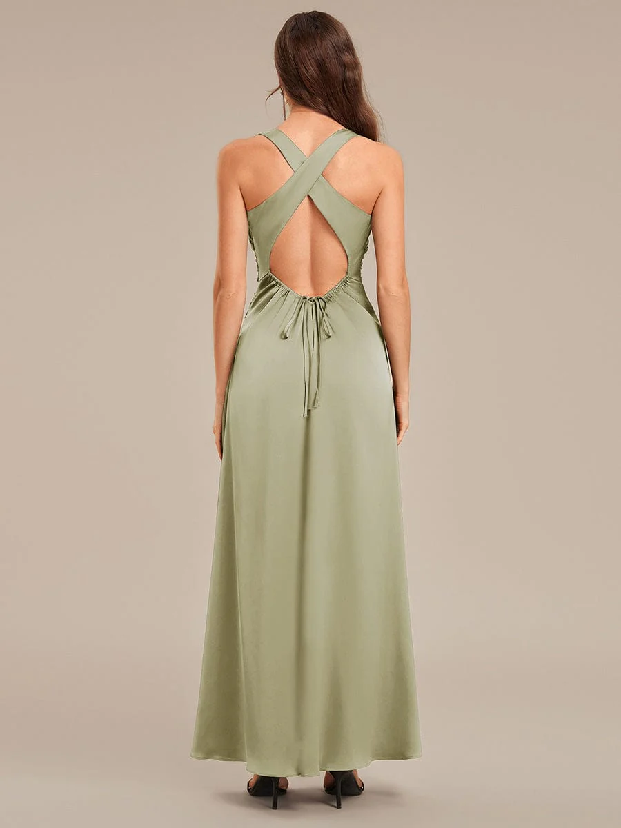 ever VALENCIA|High Neck Backless Satin Evening Dress - Image 2