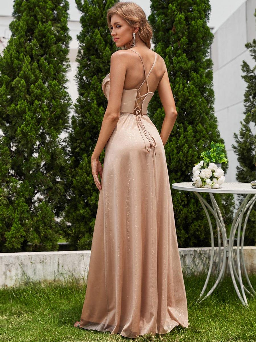 ever LEIGHTON|High Slit Cowl Neck Sequin Sleeveless Evening Dress - Image 3