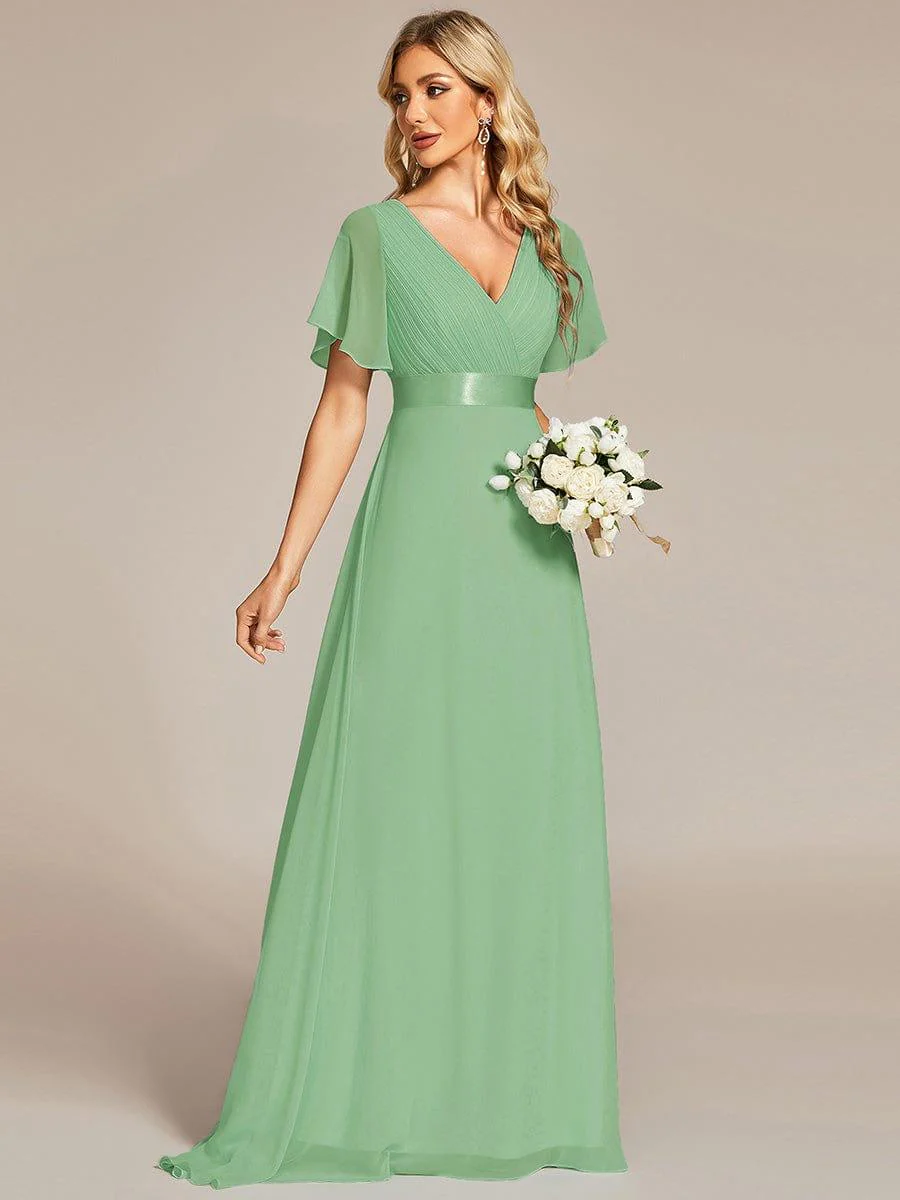 ever MONICA|High Waist Short Sleeves Bridesmaid Dress - Image 135