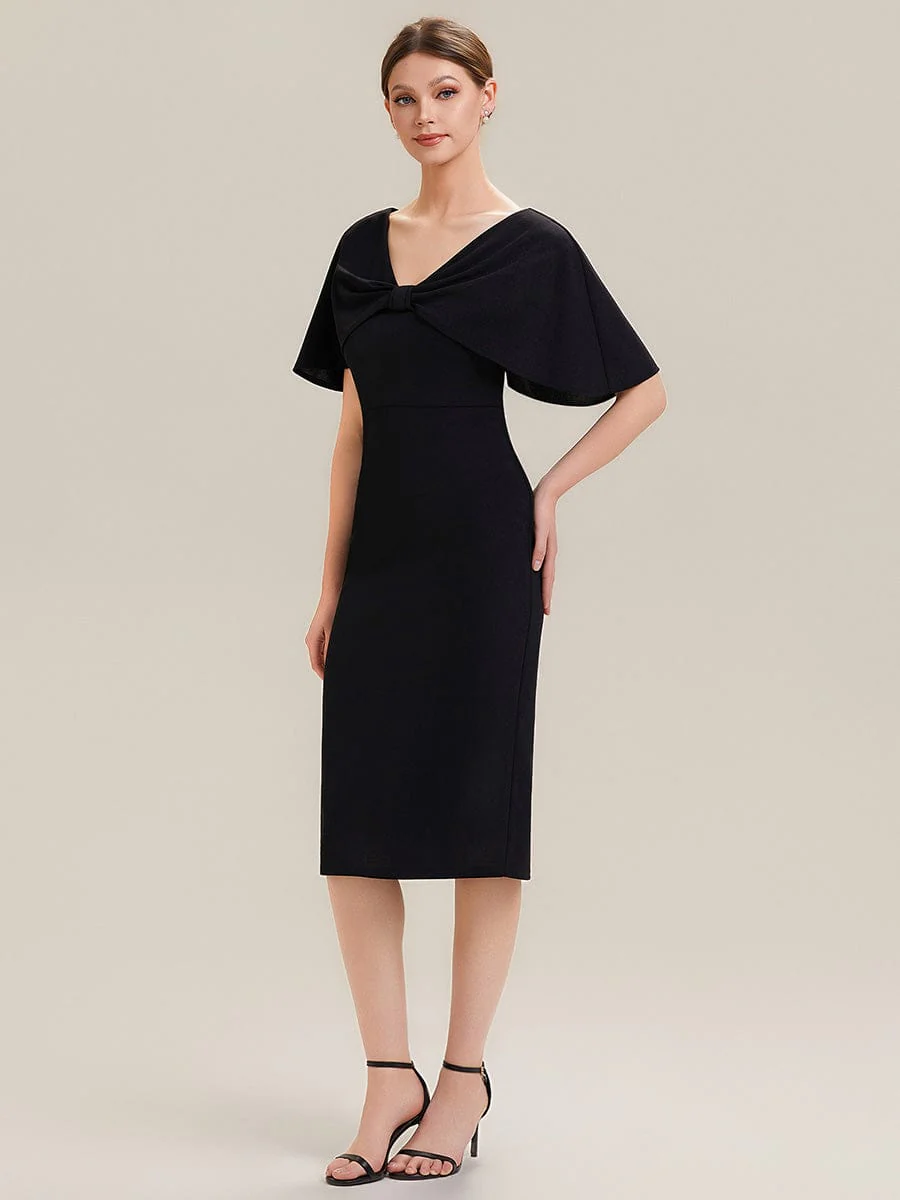 Knit Shawl Sleeve Sheath Dress - Image 13