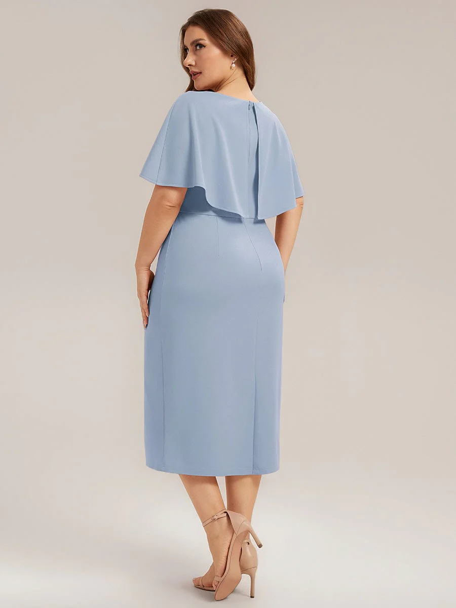 Knit Shawl Sleeve Sheath Dress - Image 36