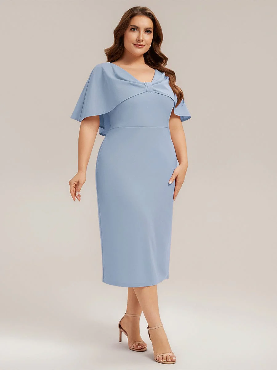 Knit Shawl Sleeve Sheath Dress - Image 37