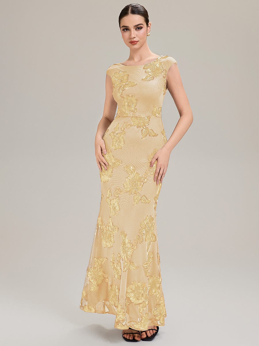 Designer Boat Neck Mermaid Evening Dress - Image 10