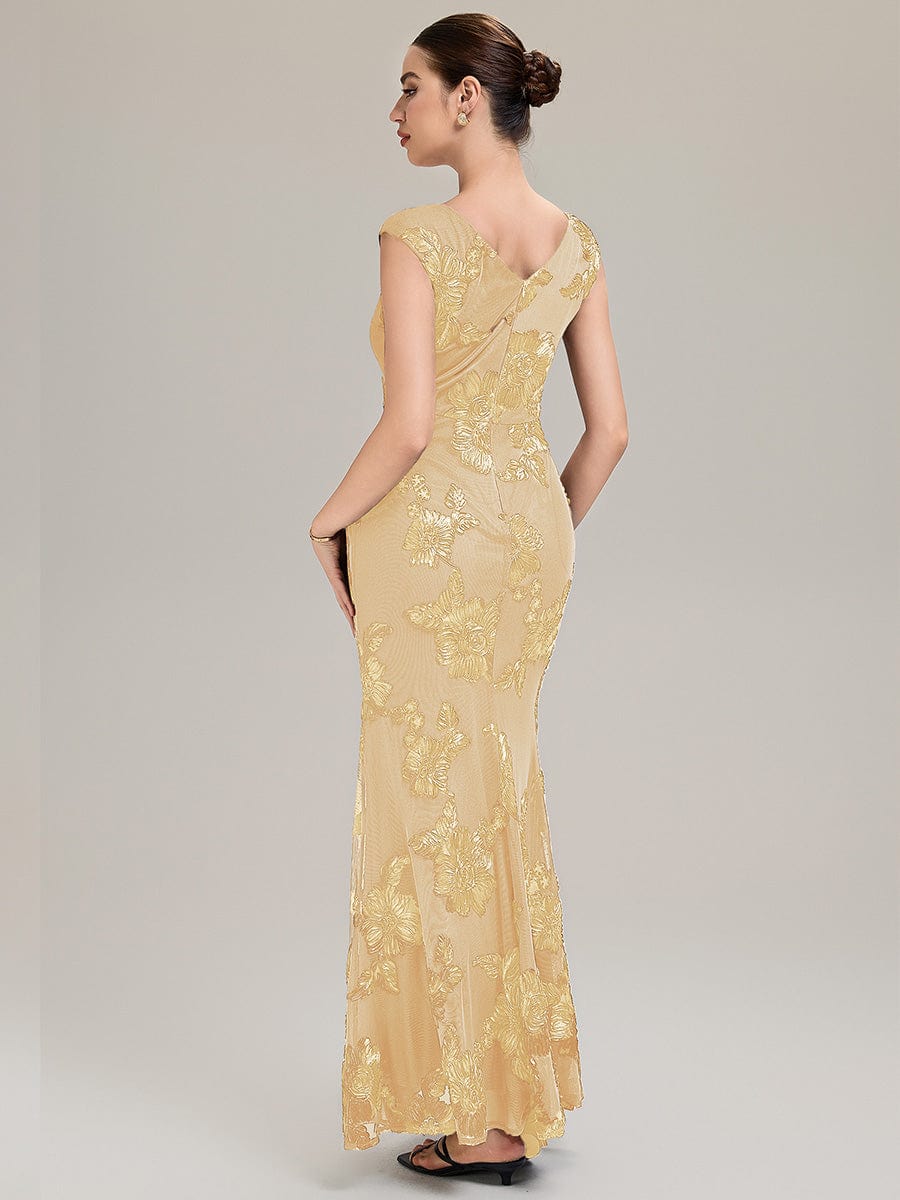 Designer Boat Neck Mermaid Evening Dress - Image 11
