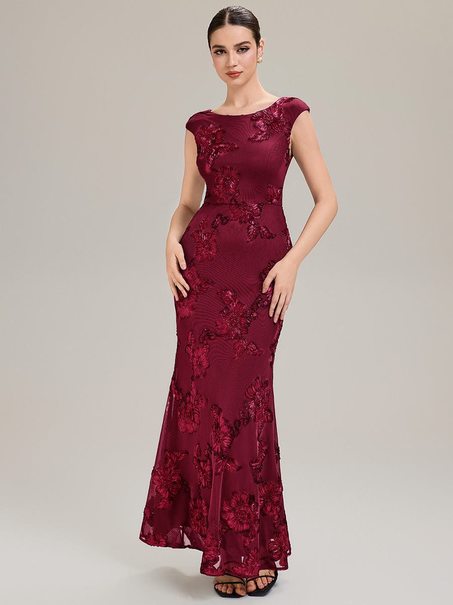 Designer Boat Neck Mermaid Evening Dress - Image 13