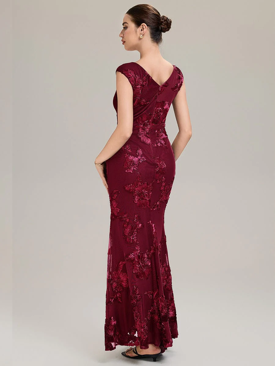 Designer Boat Neck Mermaid Evening Dress - Image 14