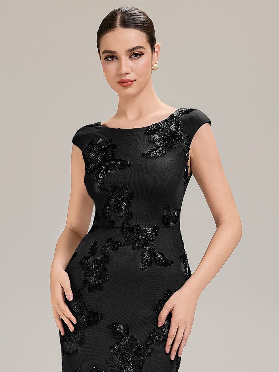 Designer Boat Neck Mermaid Evening Dress - Image 18