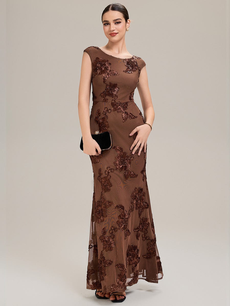 Designer Boat Neck Mermaid Evening Dress - Image 19
