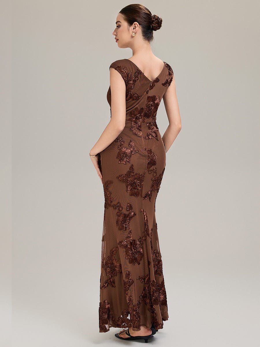 Designer Boat Neck Mermaid Evening Dress - Image 2