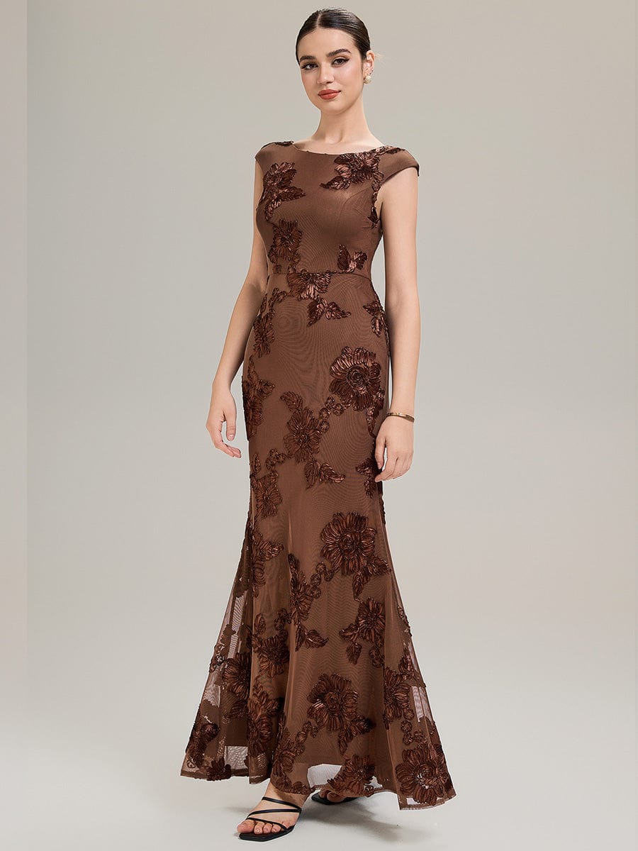 Designer Boat Neck Mermaid Evening Dress - Image 20
