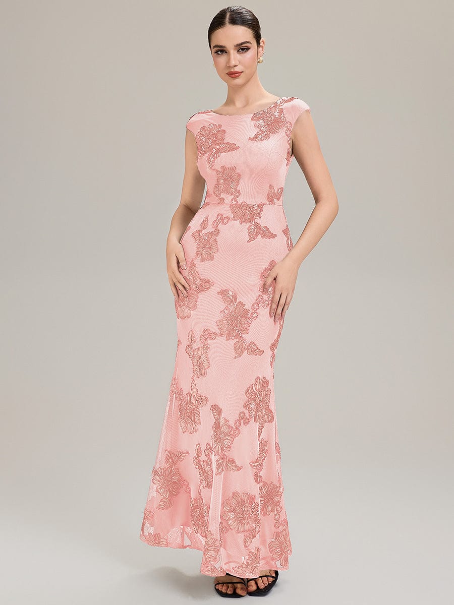 Designer Boat Neck Mermaid Evening Dress - Image 21