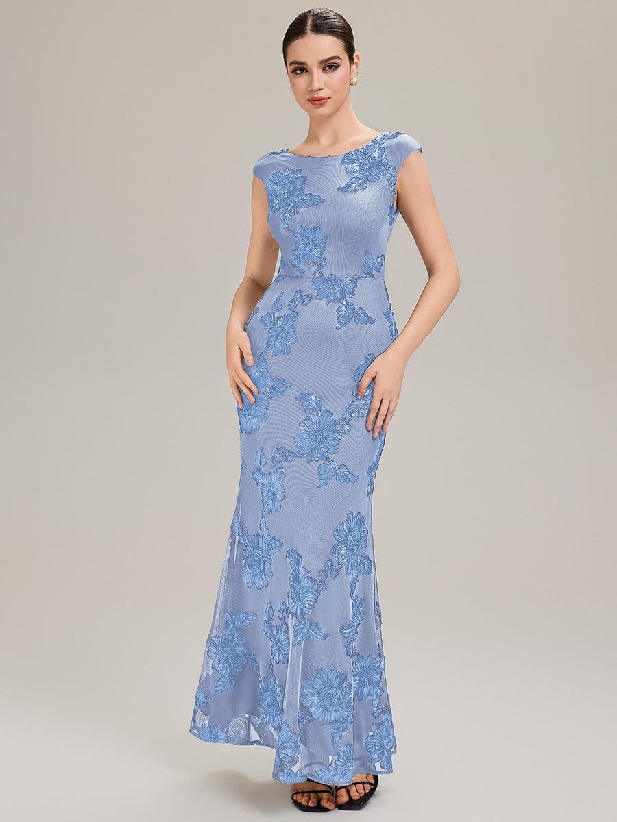 Designer Boat Neck Mermaid Evening Dress - Image 7