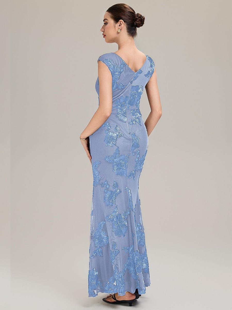 Designer Boat Neck Mermaid Evening Dress - Image 8