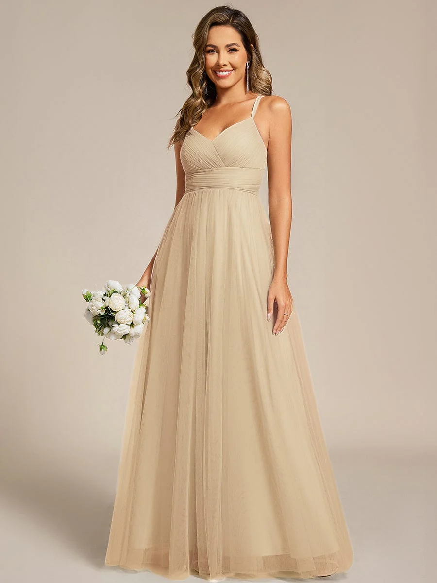 ever JAYCEE|Lace Back Cross-Strap V-Neck Pleated Sleeveless Tulle Dress in Dark Green - Image 59