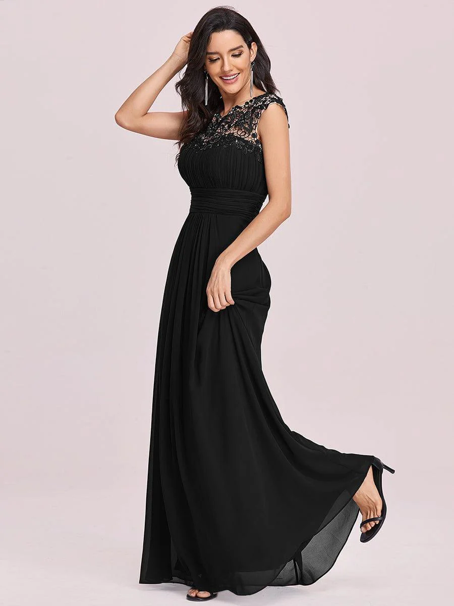Elegant Maxi Long Lace Cap Sleeve Bridesmaid Dress(Final Sale) - Image 125