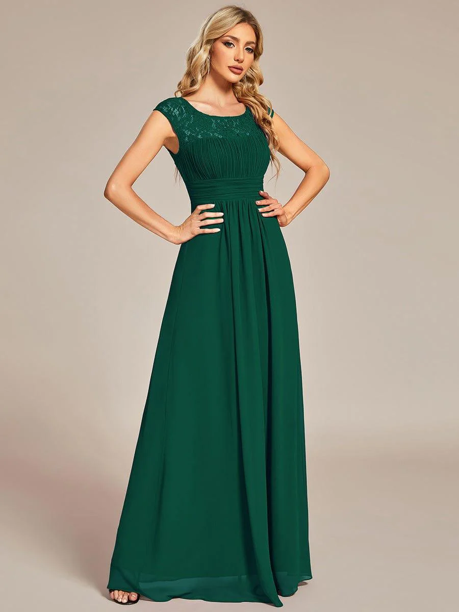 Lace Chiffon Long Bridesmaid Dress with Open Back - Image 26