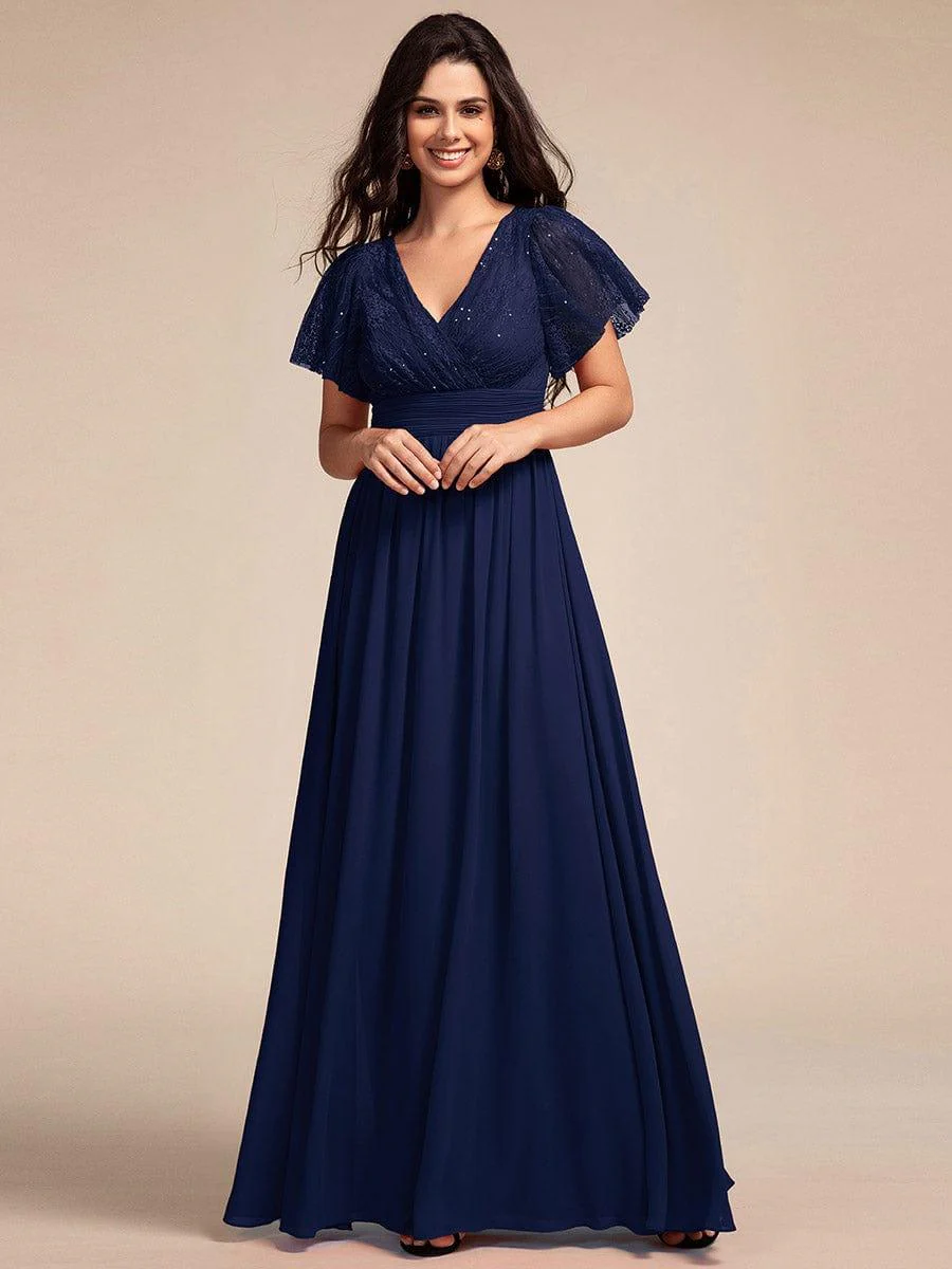 ever ROBYN|Lace Pleated Chiffon A-line Bridesmaid Dress with Backless Detail(Final Sale) - Image 6