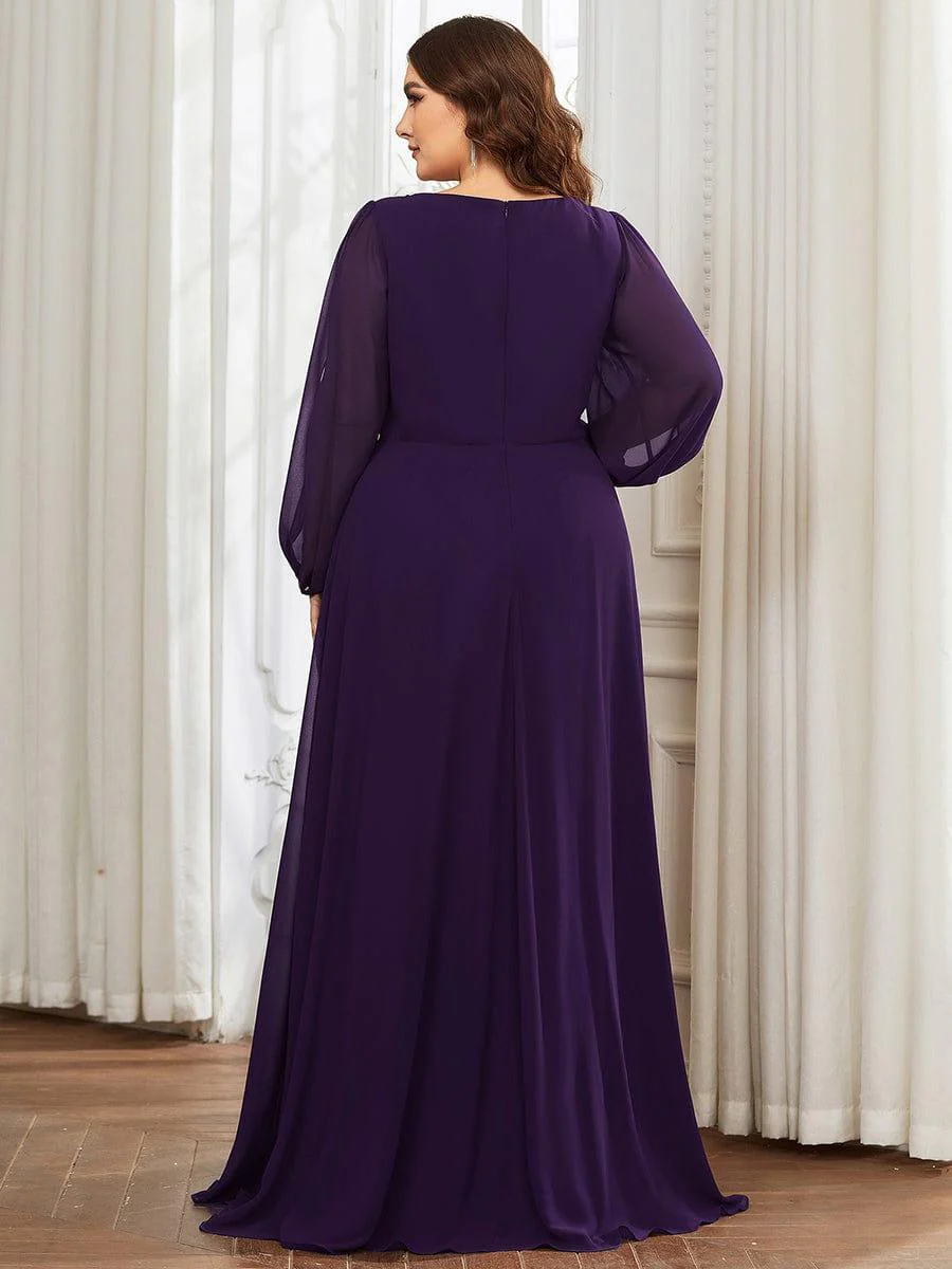 ever AMOUR|Deep V Neck Long Wedding Guest Dress with Long Sleeves - Image 98