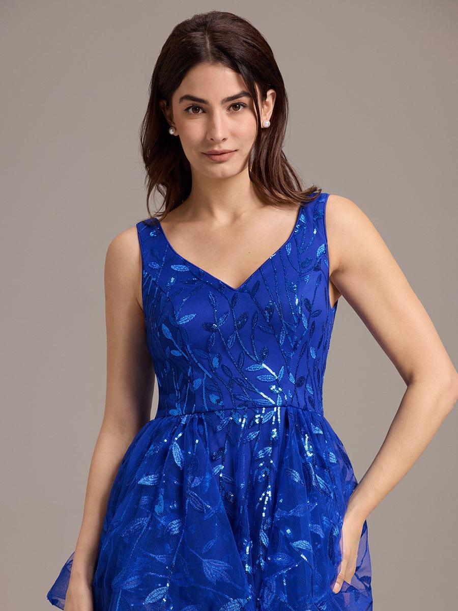 ever TOMMI|Designer Leaf Sequin Asymmetrical Hem Maxi Evening Dress - Image 3