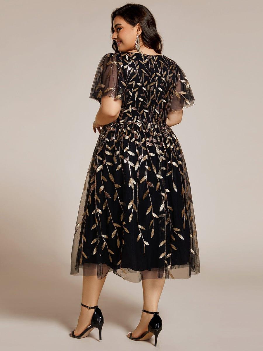 ever SIMONE|Leaf Sequin Short Sleeve Tulle Midi Evening Dress(Final Sale) - Image 69
