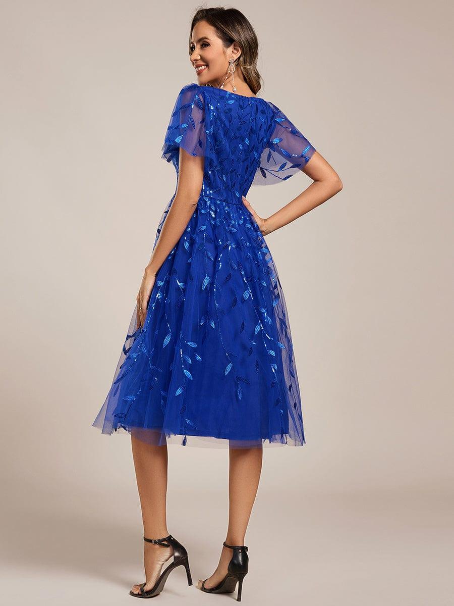 ever SIMONE|Leaf Sequin Short Sleeve Tulle Midi Evening Dress(Final Sale) - Image 74