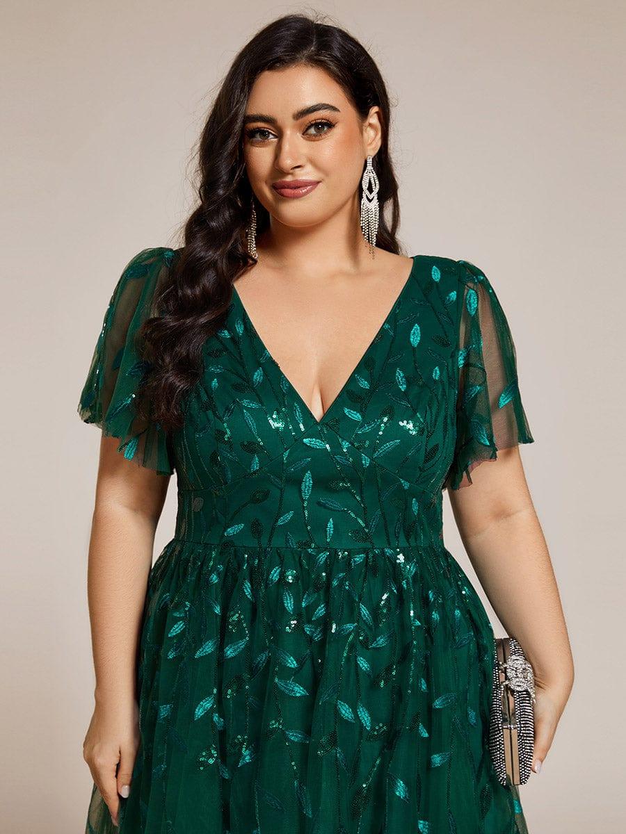 ever SIMONE|Leaf Sequin Short Sleeve Tulle Midi Wedding Guest Dress(Final Sale) - Image 52