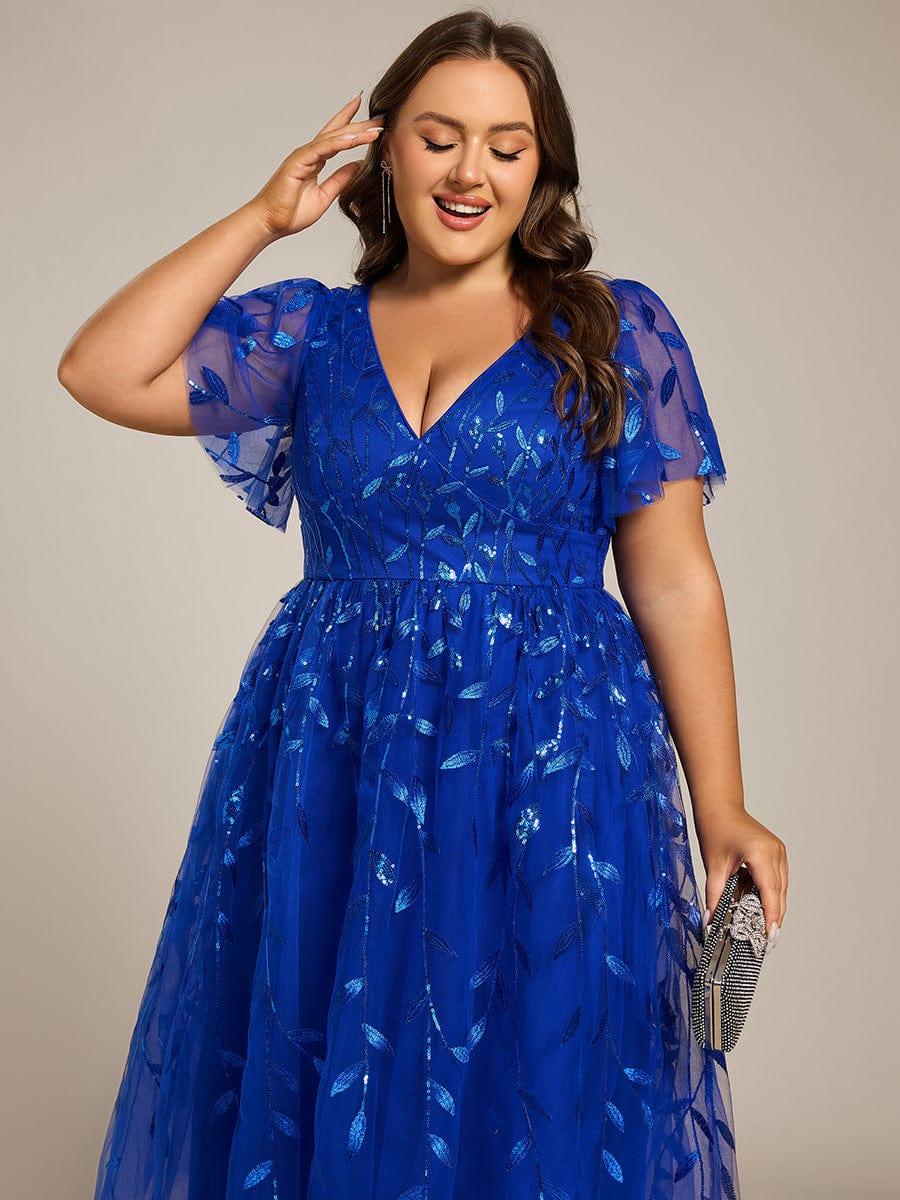 ever SIMONE|Leaf Sequin Short Sleeve Tulle Midi Wedding Guest Dress(Final Sale) - Image 80