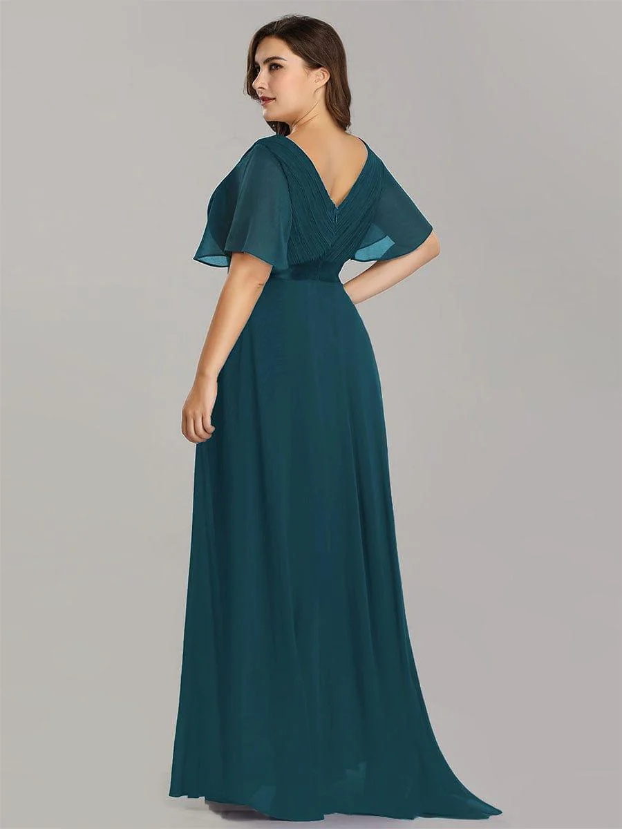 ever MONICA|High Waist Maxi Chiffon Bridesmaid Dress with Short Sleeves - Image 17