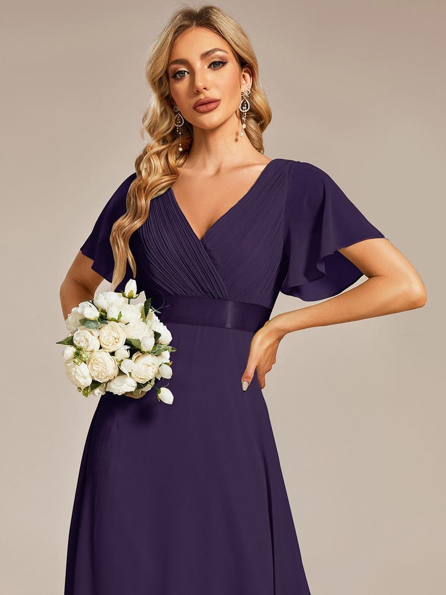 ever MONICA|Empire Waist Floor Length Bridesmaid Dress with Short Flutter Sleeves - Image 52