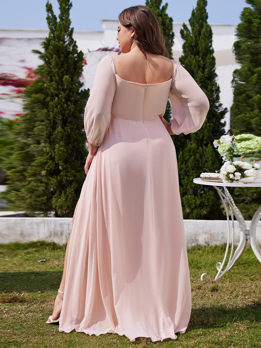 ever DANICA|Long Sleeve Chiffon Off Shoulder Evening Dresses with High Slit - Image 17