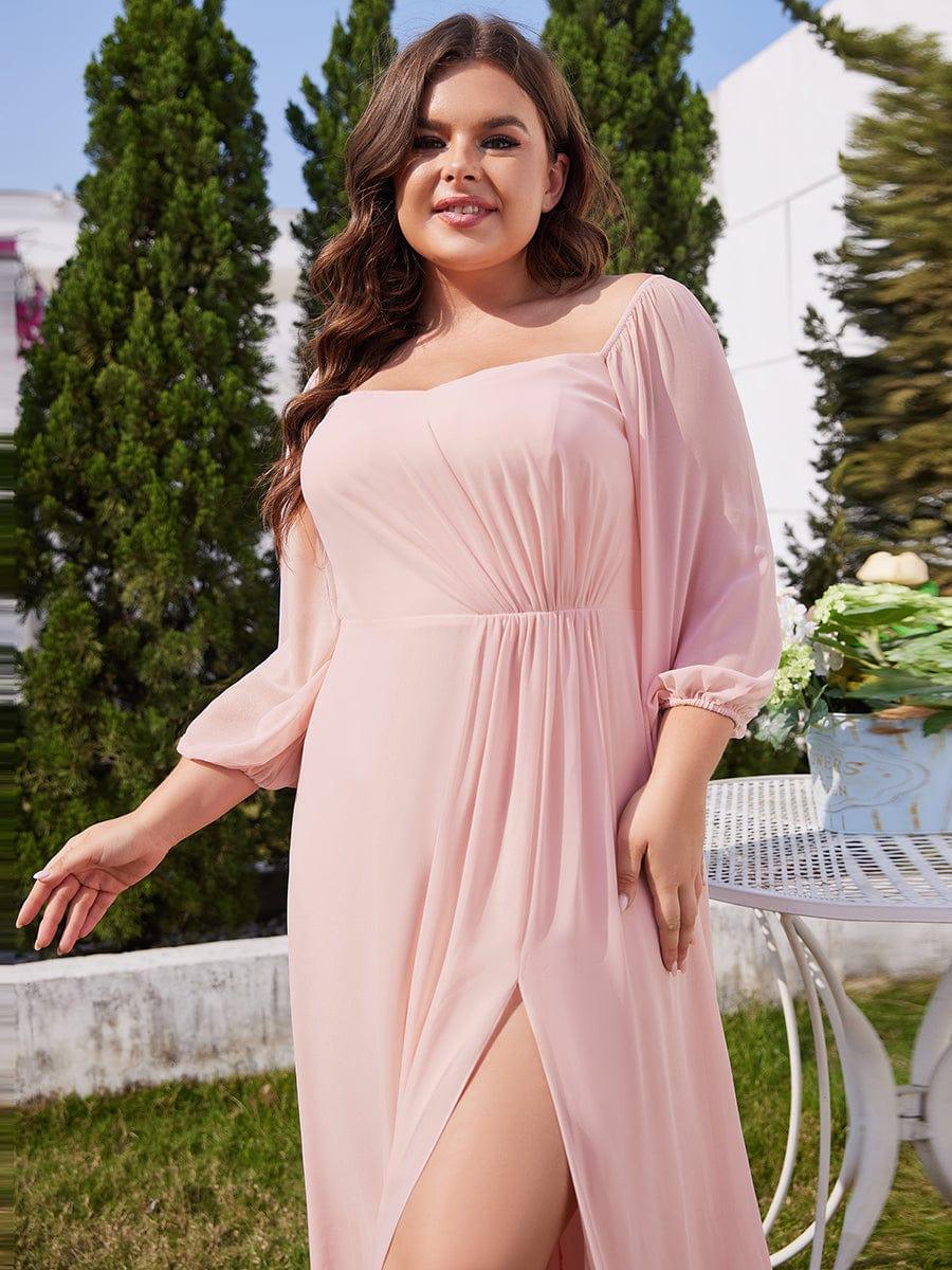 ever DANICA|Long Sleeve Chiffon Off Shoulder Evening Dresses with High Slit - Image 18
