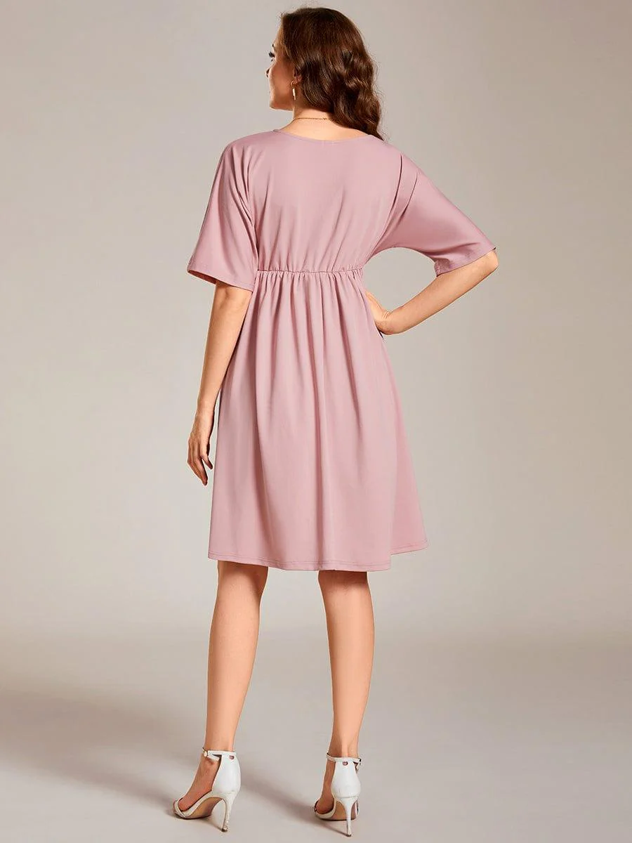 Loose V-Neck Half Sleeve Knee Length Maternity Dress(Final Sale) - Image 7