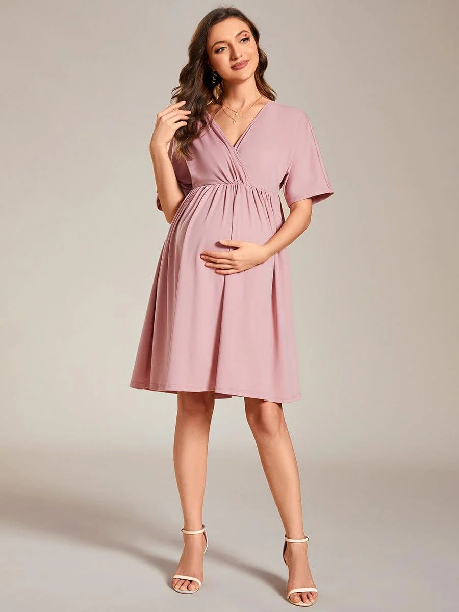 Loose V-Neck Half Sleeve Knee Length Maternity Dress(Final Sale) - Image 8