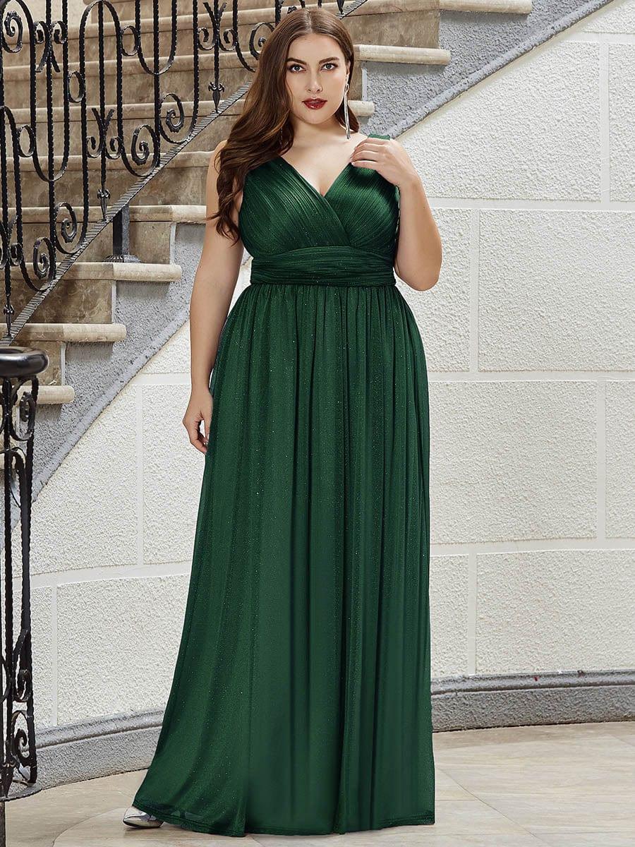 ever STERLING|Maxi Double V Neck Floor Length Sparkly Wedding Guest Dress - Image 29