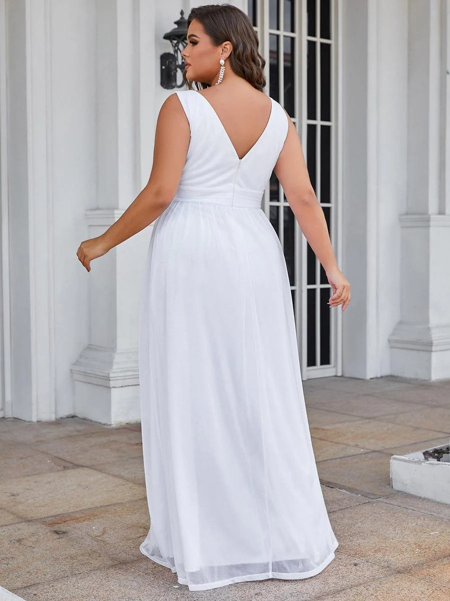 ever STERLING|Maxi Double V Neck Floor Length Sparkly Wedding Guest Dress - Image 53