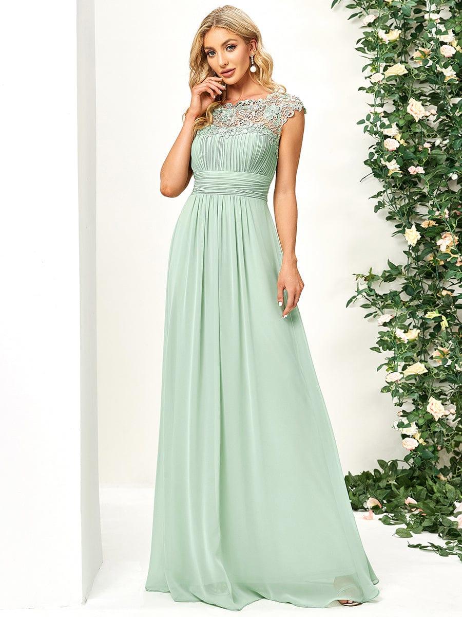 Flattering A-Line Chiffon Lace Evening Dress for Wedding with Cap Sleeve(Final Sale) - Image 103