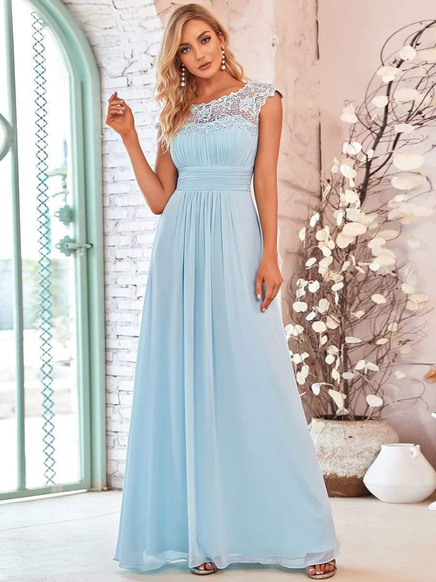 Flattering A-Line Chiffon Lace Evening Dress for Wedding with Cap Sleeve(Final Sale) - Image 28