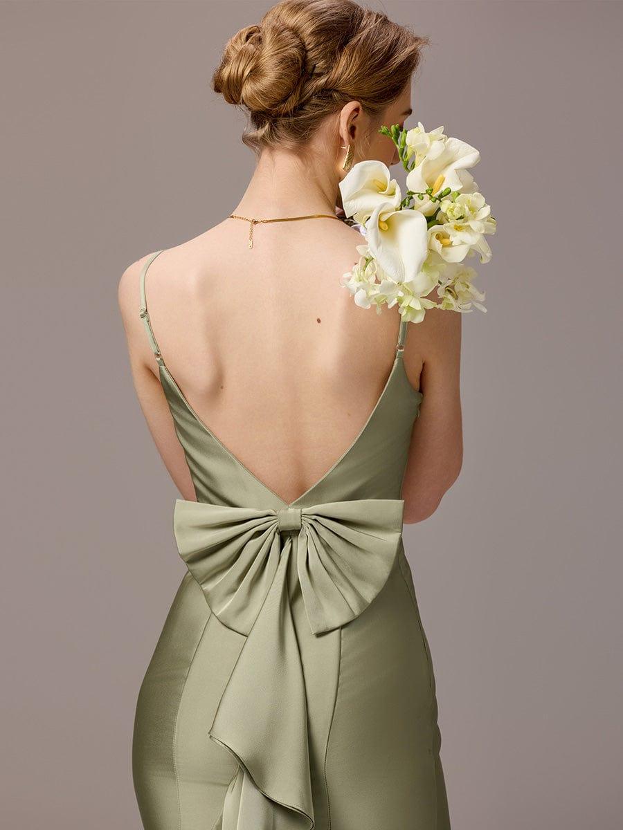 ever BELISSE|Designer Mermaid Bow Ruffled Satin Maxi Bridesmaid Dress - Image 3