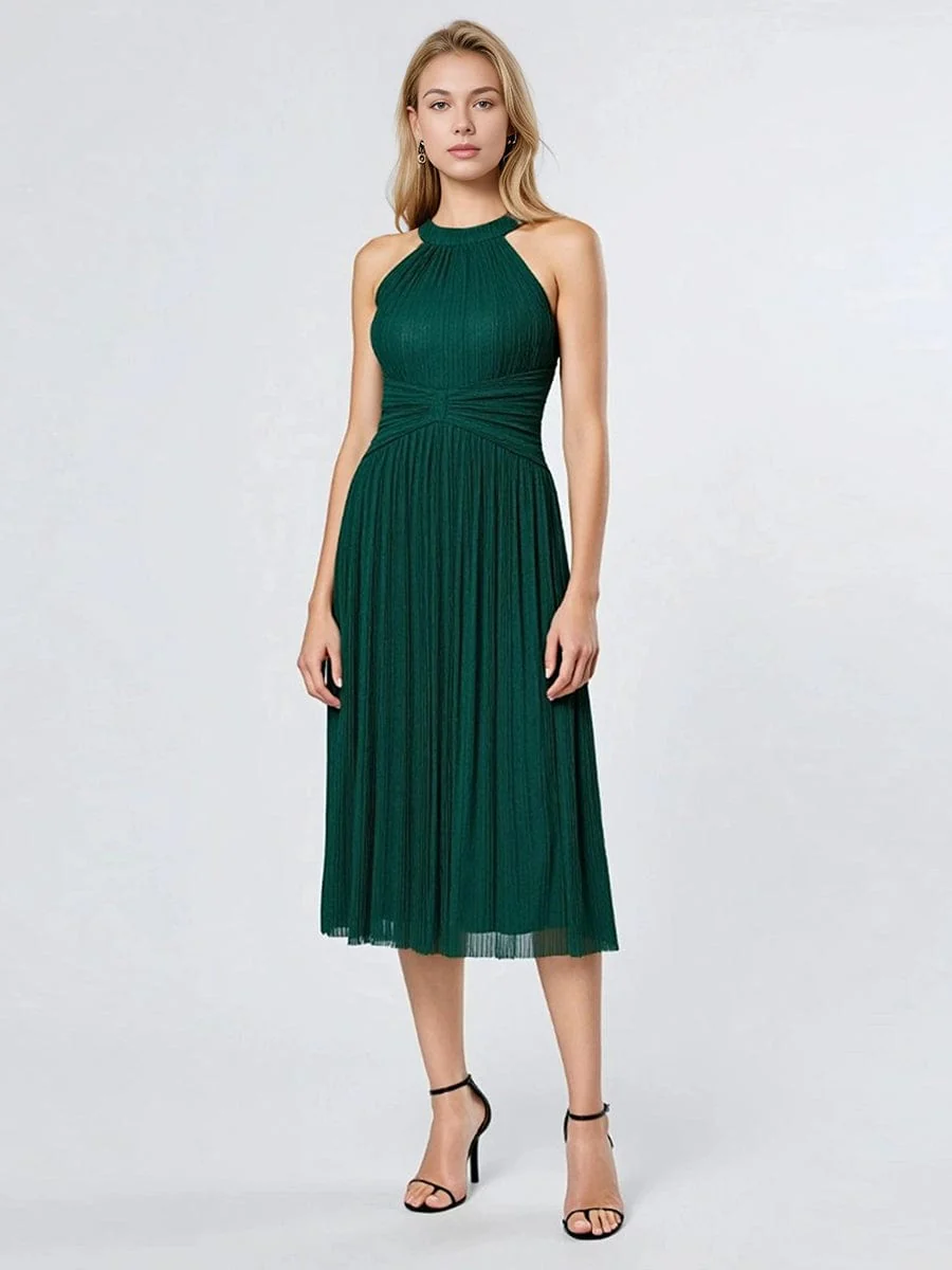 ever VAYLA|Halter Glitter Mesh Midi Evening Dress - Image 7