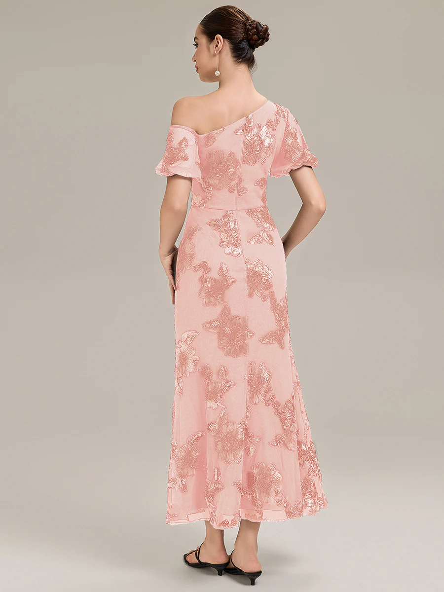 Designer One-Shoulder Puff Sleeve Evening Dress - Image 20