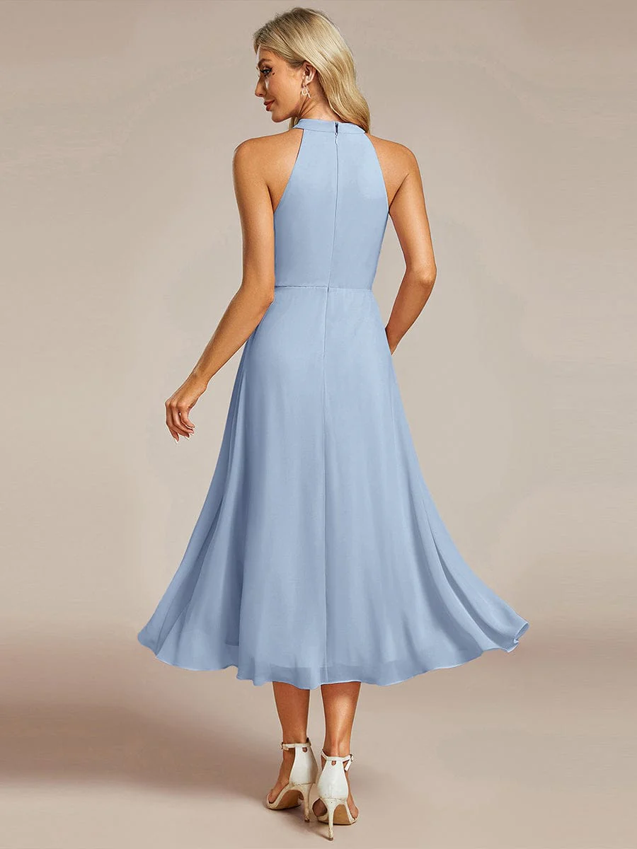 ever POSIE|Midi A Line Sleeveless Halter Neck Dress in Chiffon In Pink - Image 20