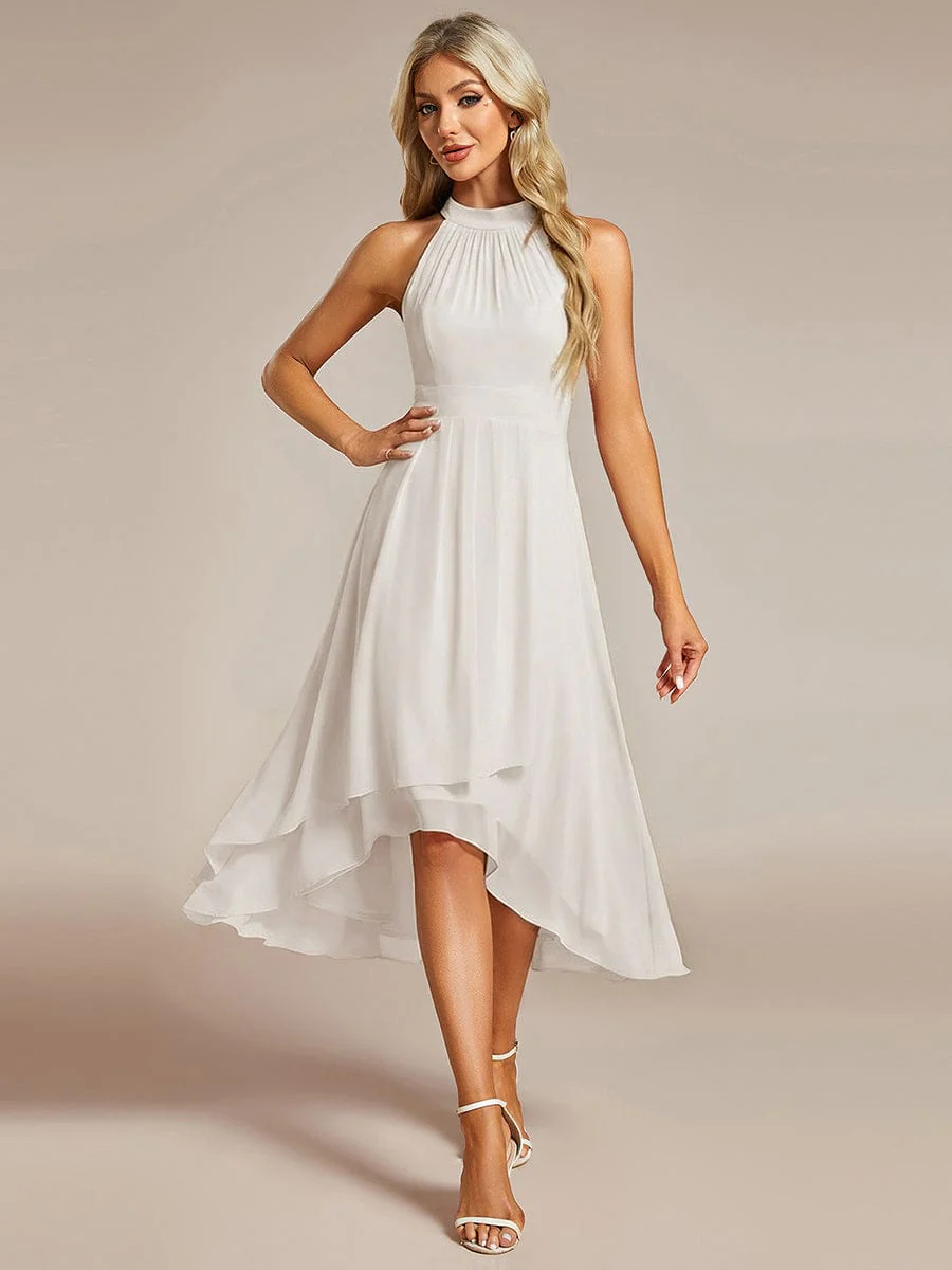 ever POSIE|Midi A Line Sleeveless Halter Neck Dress in Chiffon In Pink - Image 29