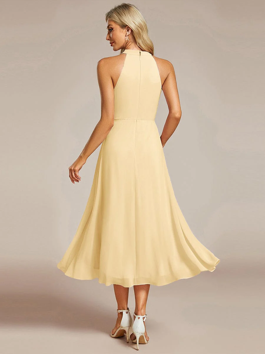 ever POSIE|Midi A Line Sleeveless Halter Neck Wedding Guest Dress in Chiffon - Image 138