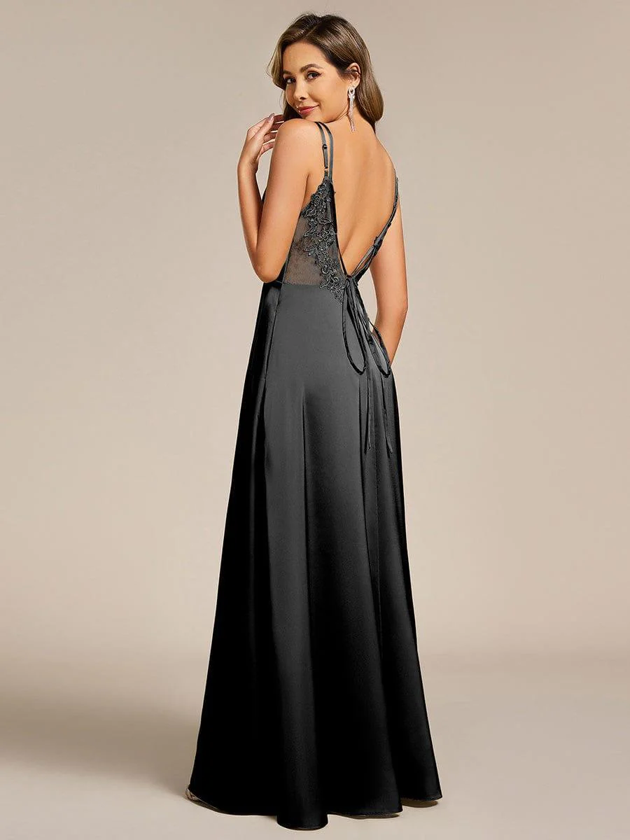 ever LONDYN|Multiway Spaghetti Straps Backless Satin Bridesmaid Dress With Embellished Applique (final sale) - Image 7