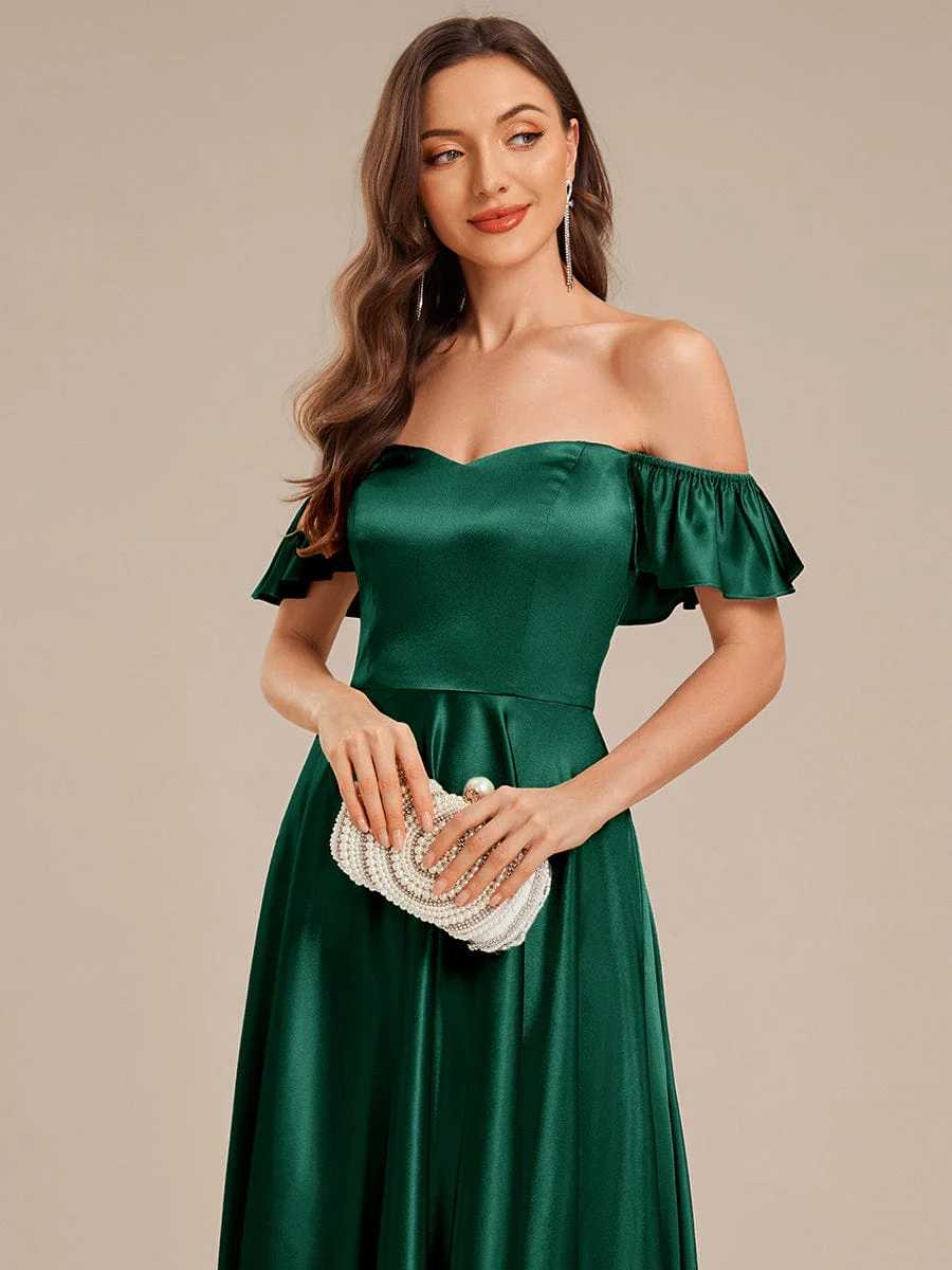ever ALVARA|Off Shoulder Satin Ruffle Sleeve Evening Dress - Image 23