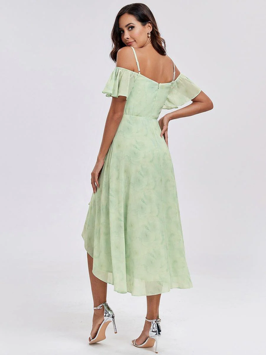 ever JORDANE|Off-Shoulder High-Low Chiffon Bridesmaid Dresses with Short Sleeves - Image 84