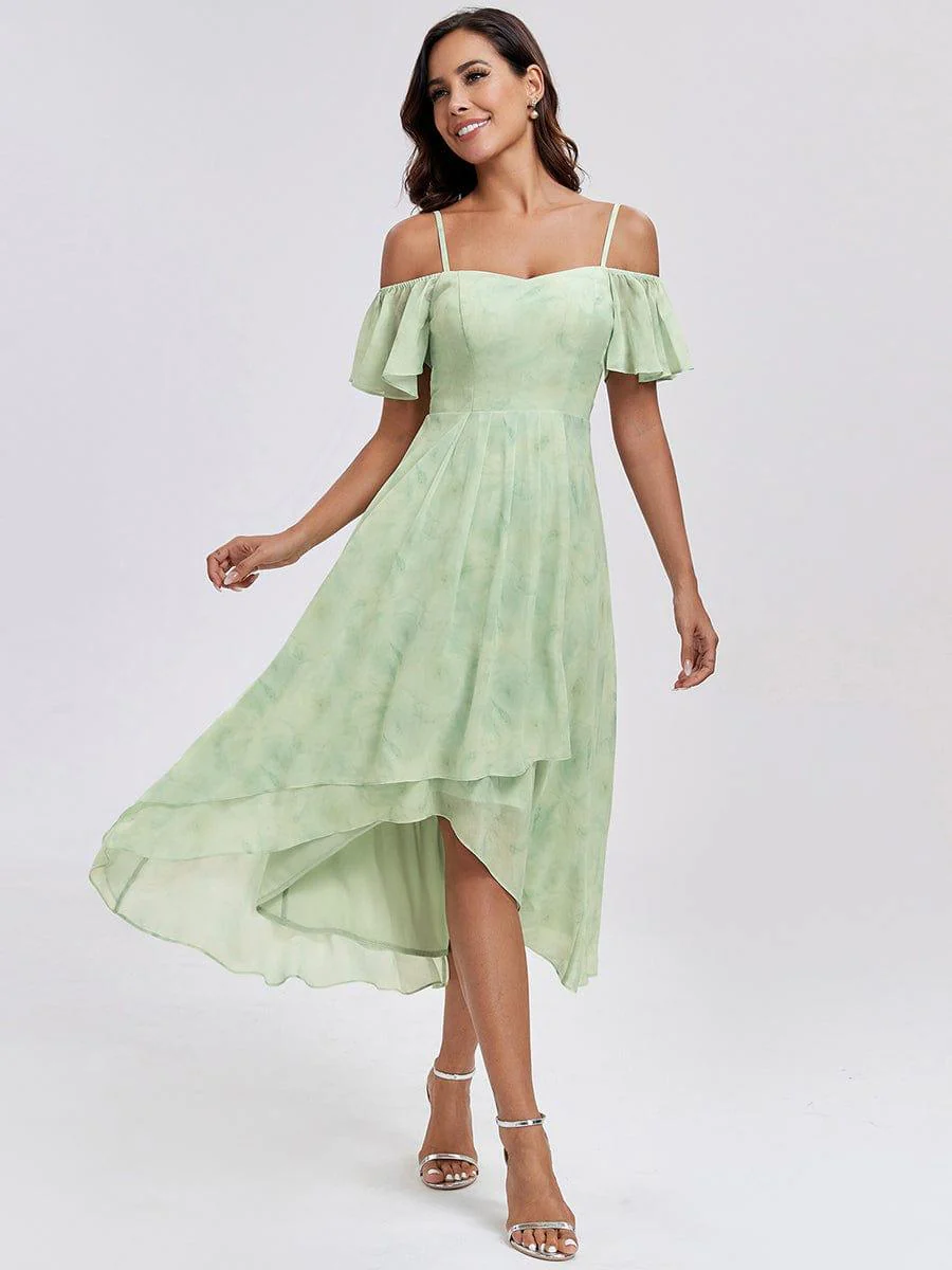 ever JORDANE|Off-Shoulder High-Low Chiffon Bridesmaid Dresses with Short Sleeves - Image 86