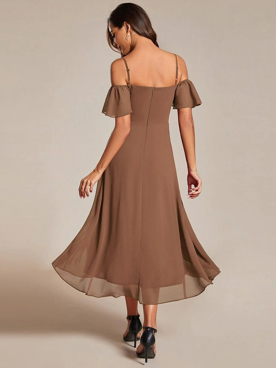 ever JORDANE|Off-Shoulder High-Low Chiffon Bridesmaid Dresses with Short Sleeves - Image 92