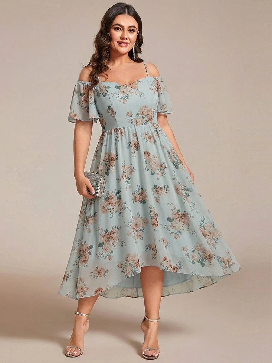 ever JORDANE|Off-Shoulder High-Low Chiffon Wedding Guest Dresses with Short Sleeves - Image 148
